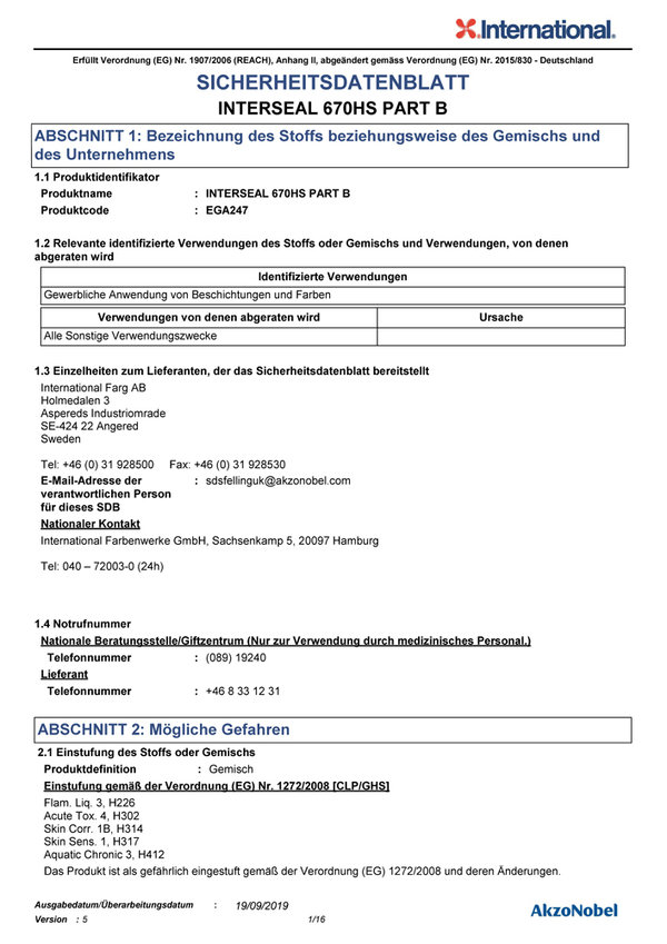 INTERNATIONAL Interseal 670HS - 2K Epoxyprimer - 3,53 Liter Weiß
